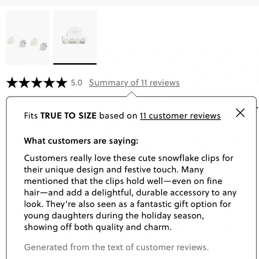 J Crew / CrewCuts mini snowflake hair clips set-of-four NWT